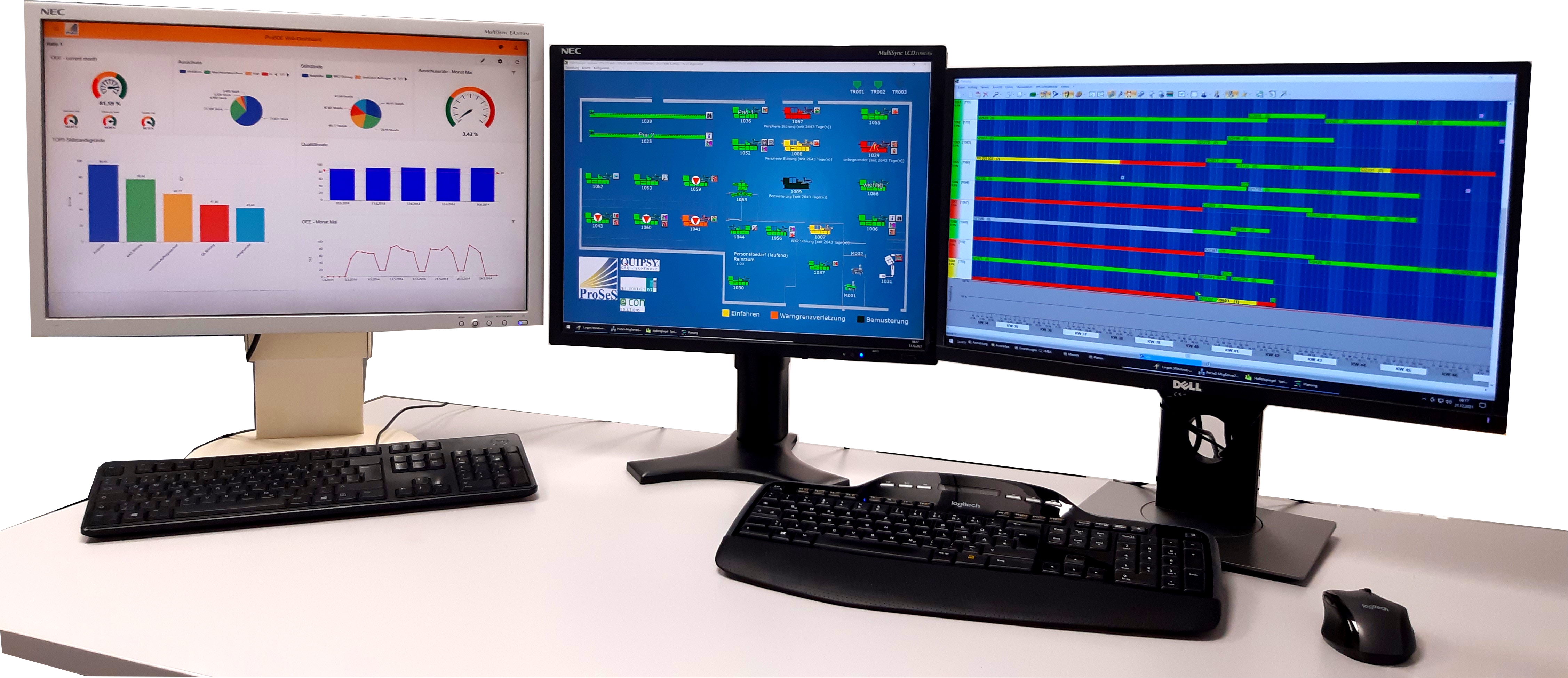 Darstellung verschiedener ProBDE Softwarekomponenten auf Monitoren